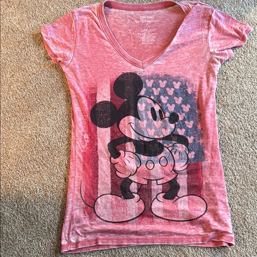 Disney Pink Mickey Mouse V-Neck Tee